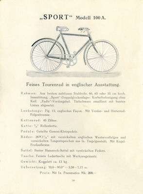 Sport Fahrräder Programm 1909