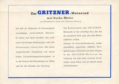 Gritzner 98 ccm Prospekt 1952