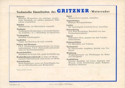 Gritzner 98 ccm brochure 1952