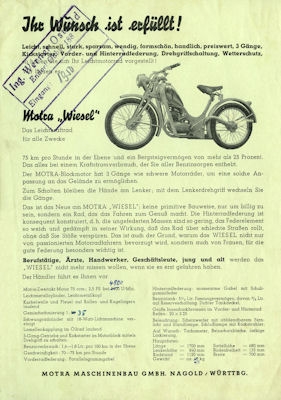 Motra Wiesel brochure 1950