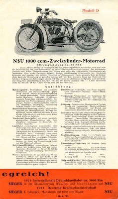 NSU Motorrad Programm 1927