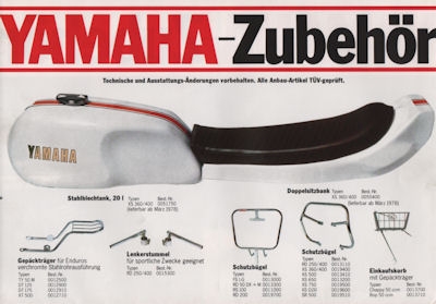 Yamaha Zubehör Prospekt 1978