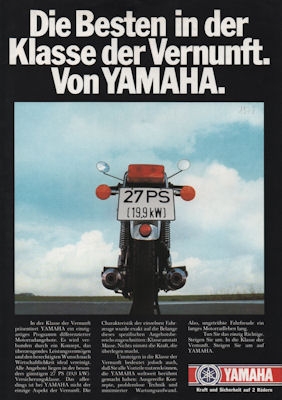 Yamaha 27 PS Klasse Prospekt 1978