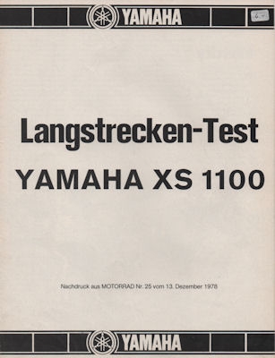 Yamaha XS 1100 Langstreckentest Prospekt 1979