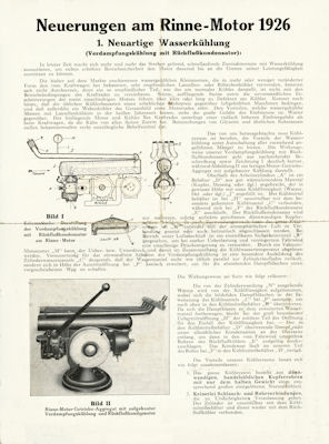 Rinne Motoren Prospekt 1920er Jahre