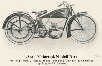 Sar Modell A 27 und B 27 Prospekt 1927