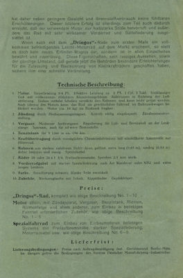 Dringos Leichmotorrad brochure ca. 1924