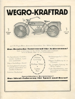 Wegro Kraftrad brochure ca. 1922