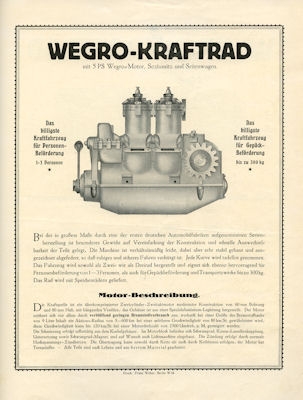 Wegro Kraftrad Prospekt ca. 1922