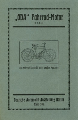 ODA bicycle motor brochure ca. 1922