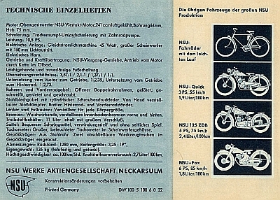 NSU 251 OSL Prospekt 6.1950