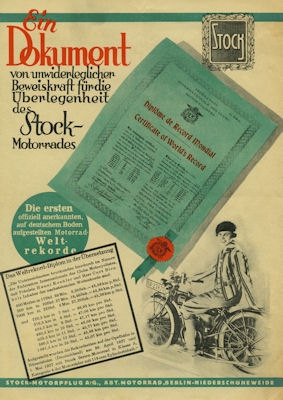 Stock Leichtmotorrad Prospekt 1927