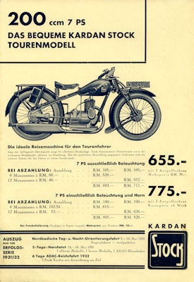 Stock Kardan 200 und 300 Prospekt 1933