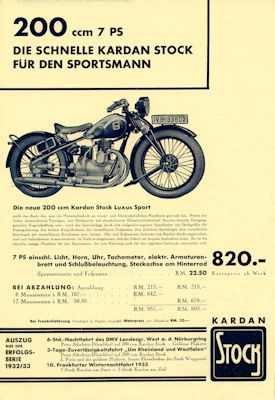 Stock Kardan 200 und 300 Prospekt 1933