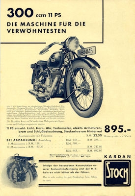 Stock Kardan 200 und 300 Prospekt 1933