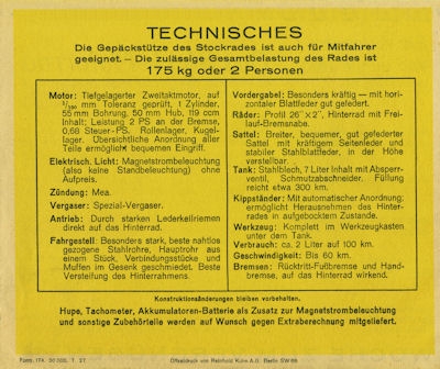 Stock Leichtmotorrad Prospekt 7.1927