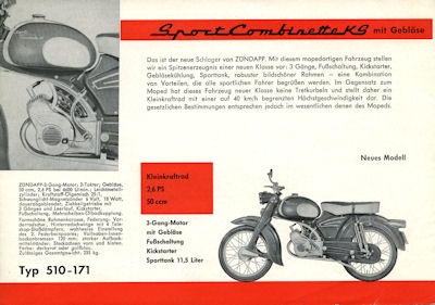 Zündapp Mopeds und Mokicks Prospekt 1961