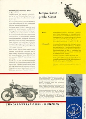 Zündapp Super Falconette KS 50 Prospekt 1962