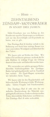 Zündapp -Das 10000.- Prospekt 1924