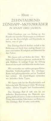 Zündapp -Das 10000.- Prospekt 1924