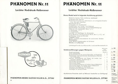 Phänomen Fahrrad und Motorrad Prospekt 1934