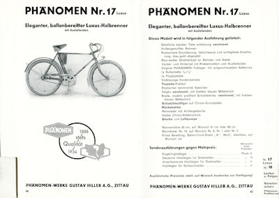 Phänomen Fahrrad und Motorrad Prospekt 1934