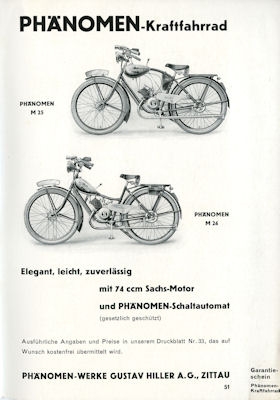 Phänomen Fahrrad und Motorrad Prospekt 1934