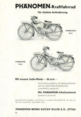 Phänomen Fahrrad und Motorrad Prospekt 1934