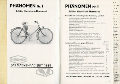 Phänomen Fahrrad und Motorrad Prospekt 1935