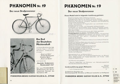 Phänomen Fahrrad und Motorrad Prospekt 1935
