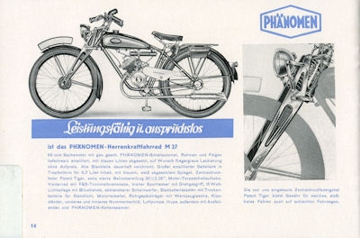 Phänomen Fahrrad und Motorrad Prospekt 1937