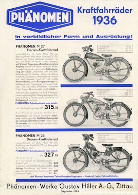 Phänomen Krafträder Prospekt 1936