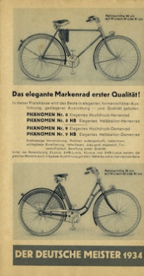 Phänomen Fahrrad Prospekt 1935