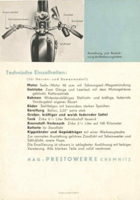 Presto Motor-Fahrrad Prospekt ca. 1934