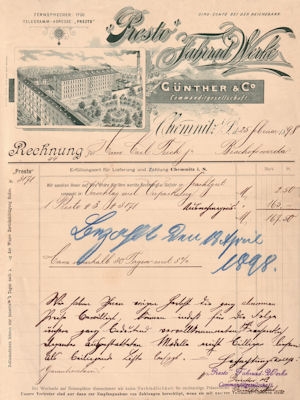 Presto letter 1898