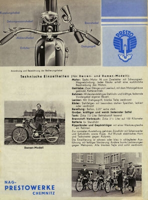 Presto motorcycle brochure 1936