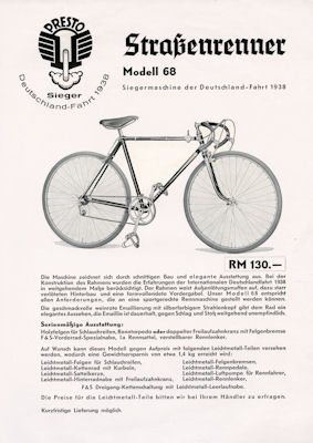 Presto Fahrrad Prospekt 1939