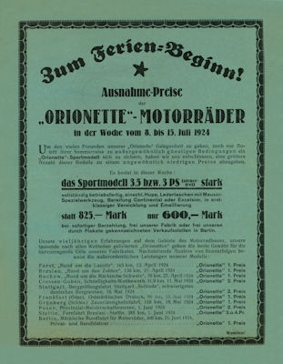 Orionette Programm 7.1924