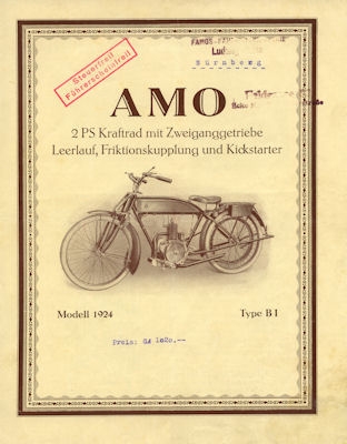 Amo Leichtmotorrad B I 2 HP brochure 1924