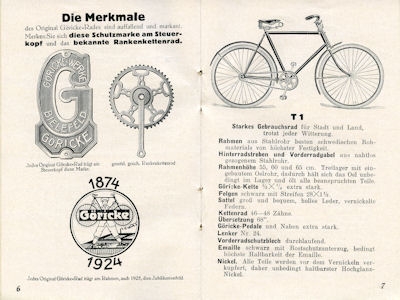 Göricke Fahrrad Programm 1924