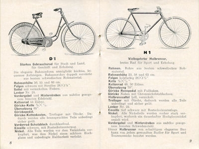 Göricke Fahrrad Programm 1924