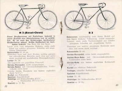 Göricke Fahrrad Programm 1924