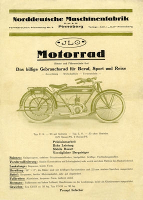 Ilo motorcycle brochure 1920s