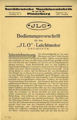 Ilo Motor Bedienungsanleitung 1920er Jahre