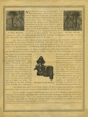 KC Fahrrad Einbau Motoren Prospekt ca. 1922