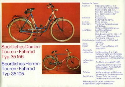 Diamant Fahrrad Prospekt 1974