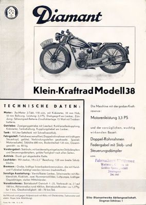 Diamant Klein-Kraftrad Modell 38 Prospekt 2.1939