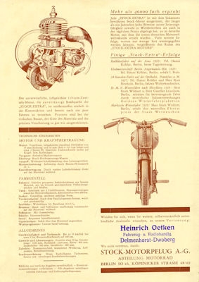 Stock Extra Leichtmotorrad brochure ca. 1930