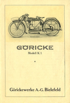 Göricke K 1 Motorrad Prospekt ca. 1924