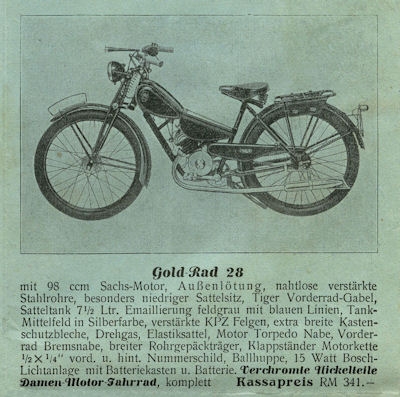 Goldrad Fahrrad und Motor-Fahrrad Prospekt 1939